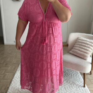 Robe dentelle rose