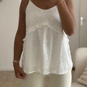 Top BRODERIE blanc