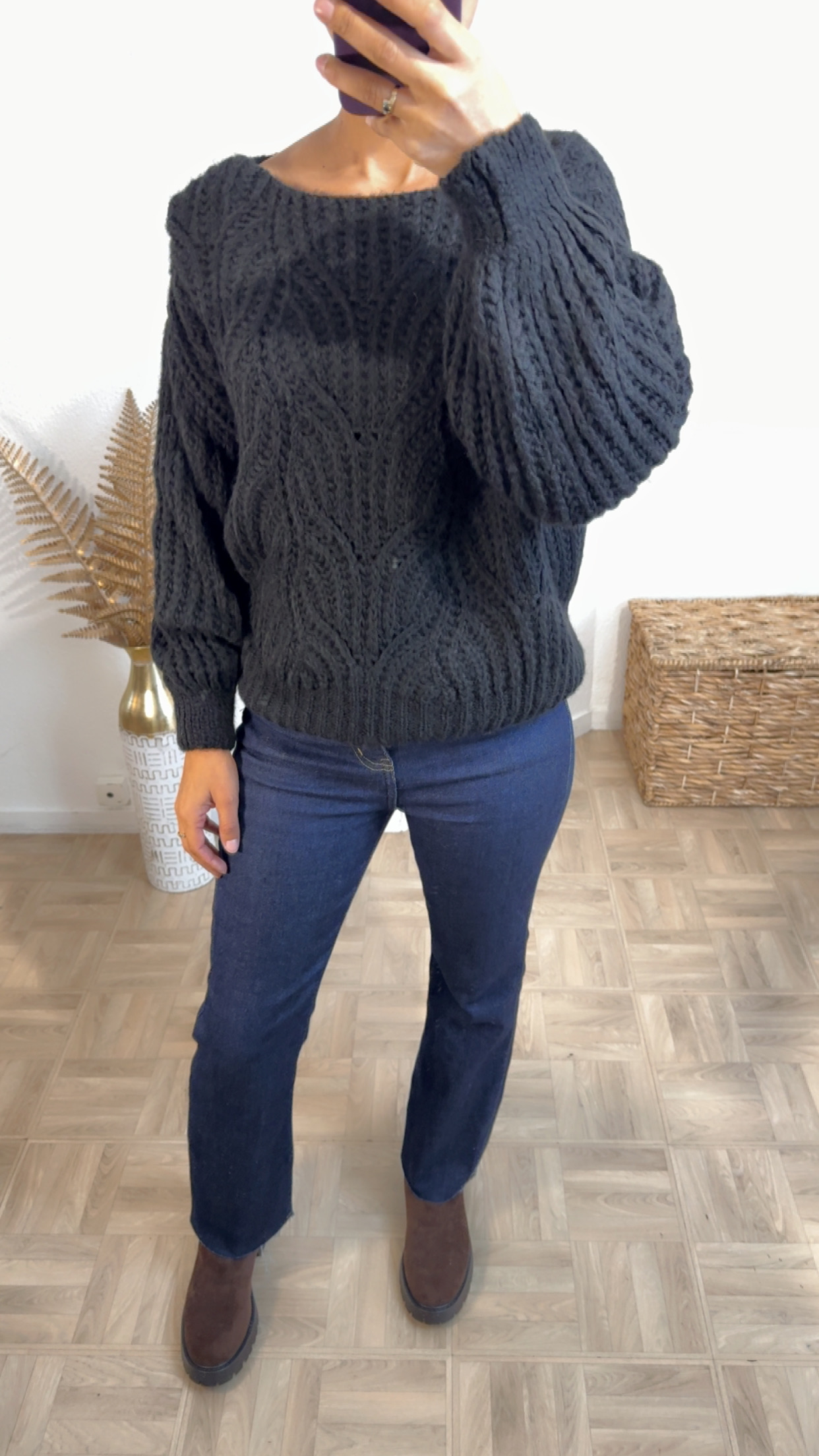 PULL MAILLE NOIR - Nina Look