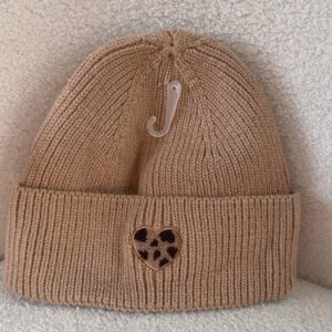 BONNET COEUR LEOPARD CAMEL