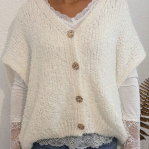 GILET SANS MANCHE BOUCLETTE BLANC