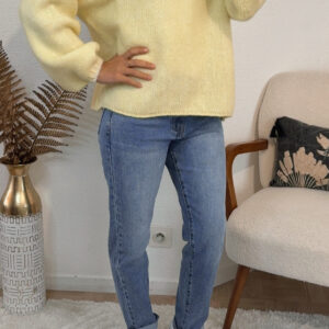 PULL MAILLE JAUNE DETAILS ECRU