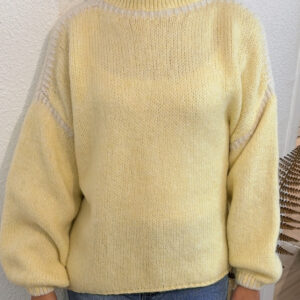 PULL MAILLE JAUNE DETAILS ECRU