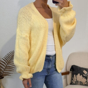 GILET MAILLE JAUNE COUPE OVERSIZE