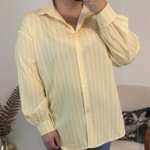 CHEMISE JAUNE A RAYURES BLANCHES